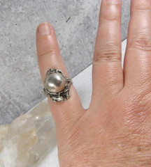 Sterling Silver Vintage Domed Ball Flower Floral Ring Art Nouveau 5.25