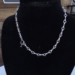 Sterling Silver Tone Oval Link Chain 18”Necklace with Toggle Closure