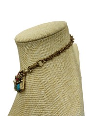 14″ Selro Selini Gold Tone Multi Color Cabochon Choker Necklace Unsigned