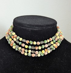 Vintage 1950s/60s Glass Sugar Bead Candy 4-Strand Choker Necklace