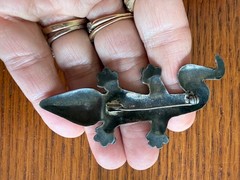 vintage Sterling silver Lizard alligator or crocodile pin brooch