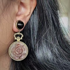 Vintage French Court Style Rose Earrings For Women 3D Resin Floral Stud Jewelry