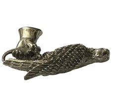Tortolani Pewter Falcon & Falconer’s Gauntlet Brooch Detailed Pin Bird 3D Jewelr