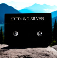 Sterling Silver Tiny Yin Yang Stud Earrings 5mm