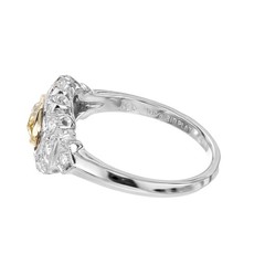 Vintage 1940 Natural Fancy Intense Yellow .65ct Marquise Platinum Diamond Ring