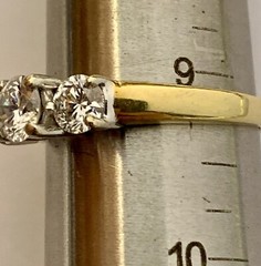 18k Yellow & White Gold Diamond Ring, Natural Earth Diamonds, Vintage, Estate