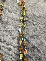 54″ MUDD Silver-T Multi-color Flapper Necklace Shell Crystal Wood Metal Bead