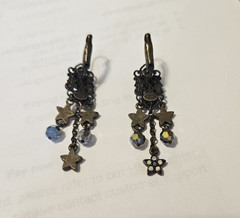 Vtg Kirks Folly Celestial Star Flower Dangle Leverback Earrings Signed Pair