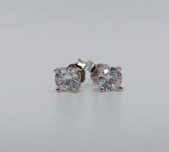 925 CZ Stud Earrings 4mm Sterling Silver 0.6g Round Brilliant Minimalist Petite