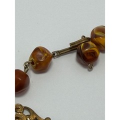 Brown Amber Tone Swirl Beaded Necklace Five Strand Costume Jewelry