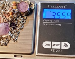 Vtg Sterling Silver Designer Long Pendant Necklace Natural Jasper & Amethyst…