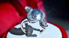 18k white gold size 4 ring 1.42ct natural, treated sapphire diamond 4.80gr N3444