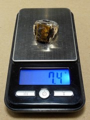 Vintage 10K GF Sterling Silver Carved Tiger’s Eye Soldier Cameo Signet Ring 9.5