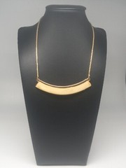 JOMAZ Vintage Gold Tone Crecent design Beige Enamel Bar Necklace