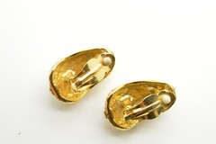Vintage Large Gold Tone Rhinestone Clip Earrings Channel Set Huge Chunky