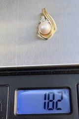 Vintage 10K Solid Yellow Gold Pearl & Diamond Swirl 18” Pendant Necklace 2.17g