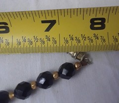 Share Vintage Black Bead with Gold Tones Nuggets Chocker Necklace 16 in