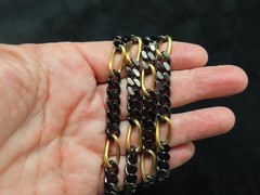 Authentic 1970’s-80’s MONET Gold Plated w/Black Metal Chain Necklace