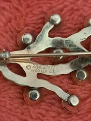 Vintage Signed Van Dell Tree Branch Brooch W/ Rhinestones 1/20 12K G.F.