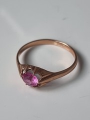 Rare Vintage Original Soviet Russian Solid Rose Gold Sapphire Ring 583 14K USSR