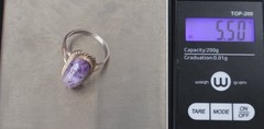 Vintage M.Lee Sterling Silver Purple Charoite Ring 5.50G / Sz 9