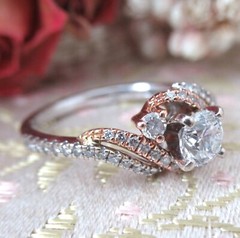 14k Gold Diamond Crossover Engagement￼ Ring Solitaire LLJ Modern Heirloom 585