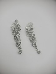 Vintage Chandelier Earrings Crystal Clip On Huggie Dangle Drop Jewelry Costume