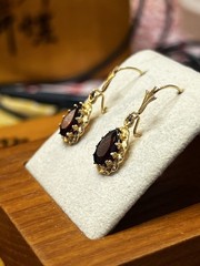 Vintage Red Tourmaline 14kt Earrings With French Wires And Hook 2.0 Grams Total