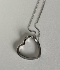 Sterling Silver Open Heart CZ Slide Pendant Cable Chain 18” Necklace 925 Ladies