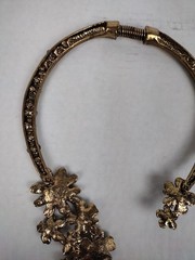 Vintage Smoky Gray Rhinestone Open Flower Choker 5 Dangle Necklace Gorgeous
