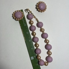 Vintage Elegant Lavender and Faux Pearl Beaded Jewelry Set
