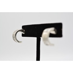 Vintage Demi Hoops Earrings Dangle Drop Etched Design Silver Tone 1990s BinH