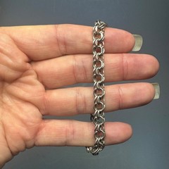 Vintage Sterling Silver Double Link Chain Bracelet 7.25″ 13.07g Box Clasp