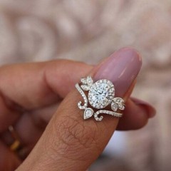 3CT Oval Cut Lab-Created Diamond Women Bridal Wedding 14k White Gold Finish Ring