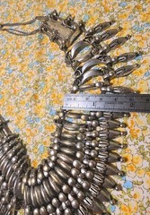 Vintage Bronze Tone Metal Old Nepal Tribal Kantshri Tharu Inspired Bib Necklace