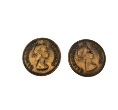 Vintage Penny Coin Clip-On Earrings Elizabeth II South Africa 1957 Patina