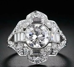 Art Deco Vintage Style 3Ct Lab Created Diamond Engagement 14K White Gold FN Ring