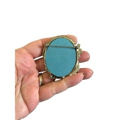 Art Nouveau Lady Mirror Brooch Silver Tone Vanity Beauty Pin