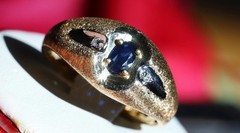 10k yellow gold 0.30ctw natural diamond ring sapphire sz 10 heated 2.63g Romance