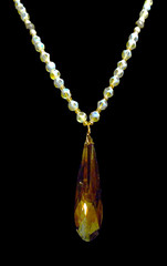 6 Piece LOT of UNIQUE VARIETY CRYSTAL / GLASS BEAD PENDANT / TASSEL NECKLACES