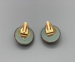 Vintage ~ Modernist Ruth Buol Enamel Copper Art Glass Pendant & Earrings Set ~