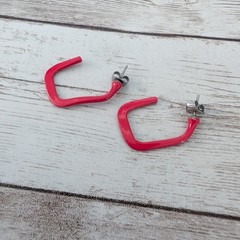 Vintage Earrings for Pierced Ears Unusual Shape Red