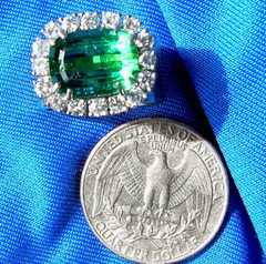 EARTH MINED Sea foam Blue Green PARAIBA Tourmaline DIAMOND Designer Deco Ring