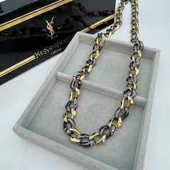 YSL Vintage Chunky Chain Necklace Yves Saint Laurent Gold 70cm Statement Rare