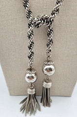 Vtg Barclay Tassel Rope Chain Lariat Style Necklace Bracelet Jewelry Set READ