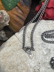 55. Old Rare 925 Sterling Cross Pendant Curb link Chain Necklace 24″, 28.2g