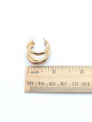 Vintage Gold Tone Lightweight Triple Hoop Earrings Drop Dangle Goldtone Simple