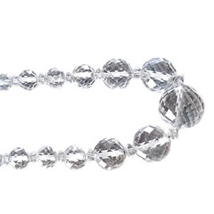 Vtg Art Deco Rock Crystal Quartz Faceted Bead 28″ Necklace Sterling Chain