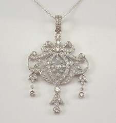2.1Ct Art Deco Style Round Lab Created Diamond Wedding 14K White Gold FN Pendant