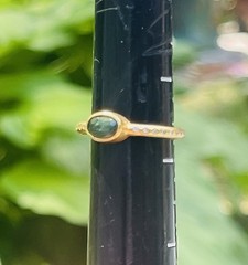 Robin Rotenier 20k Yellow Gold Green Tourmaline & Diamond Ring Size 5.5
